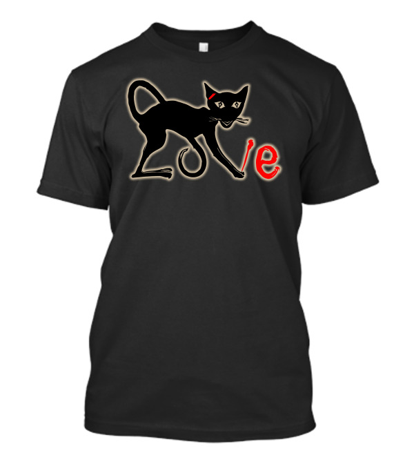 Love Graffiti Cats Font Art With Black Cat And Red Highlights T-Shirt