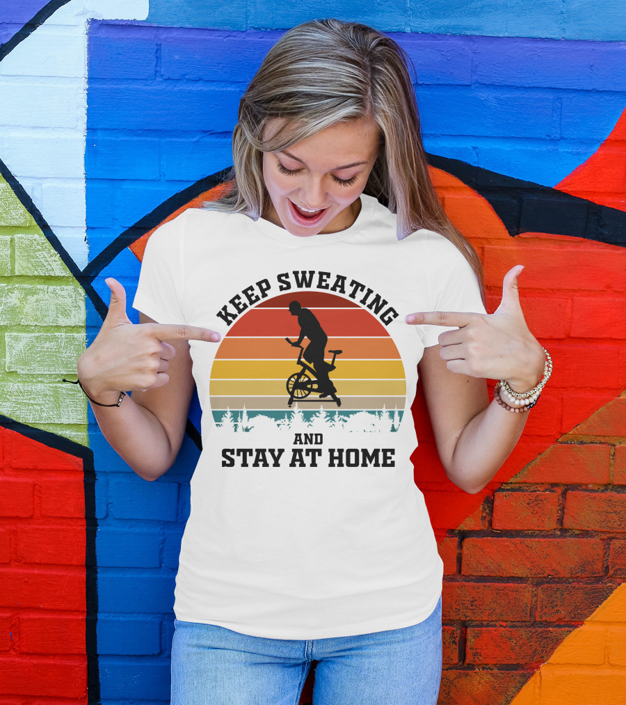 Keep Sweating And Stay At Home Striped Sunset Cycling T-Shirt
