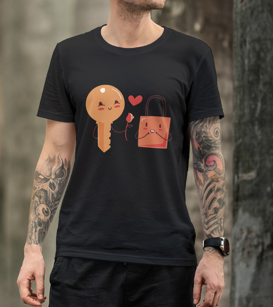 Key And Lock Love Heart Rose Romance T-Shirt