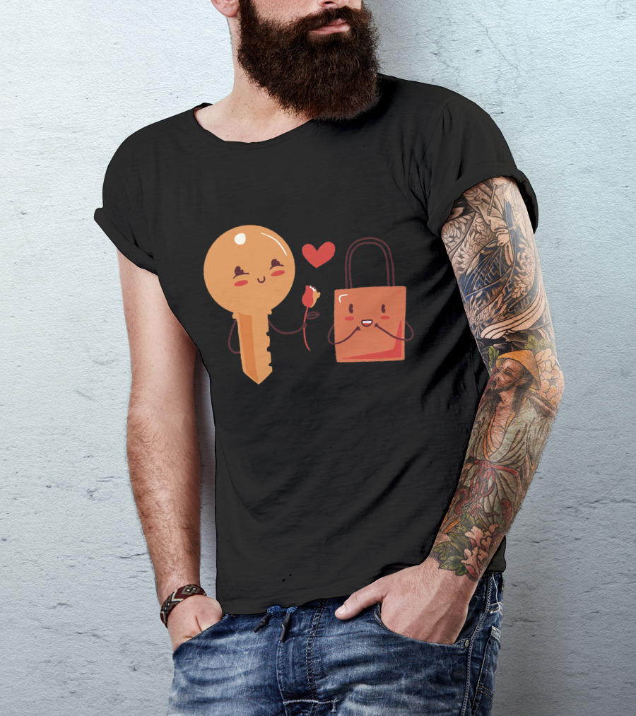 Key And Lock Love Heart Rose Romance T-Shirt