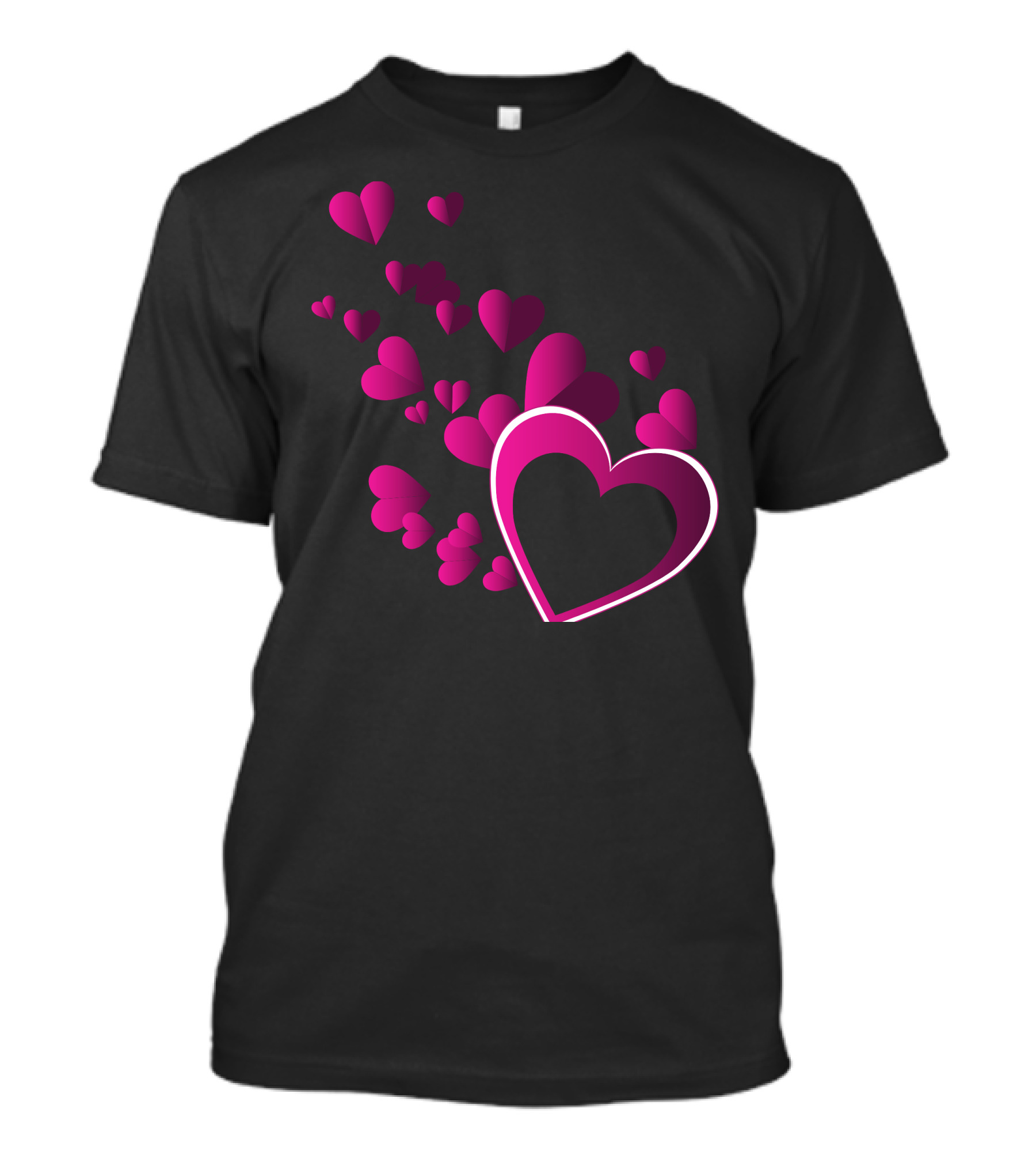 Love Hearts Cascade Pink Valentines T-Shirt