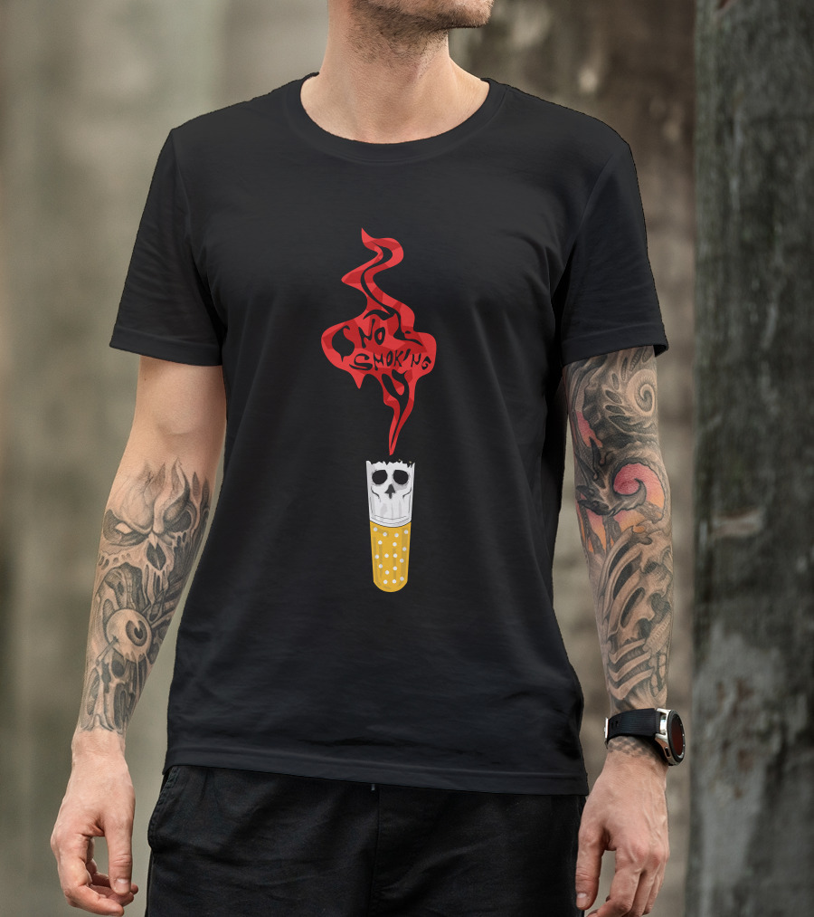 No Smoking Skull Smoke Warning T-Shirt