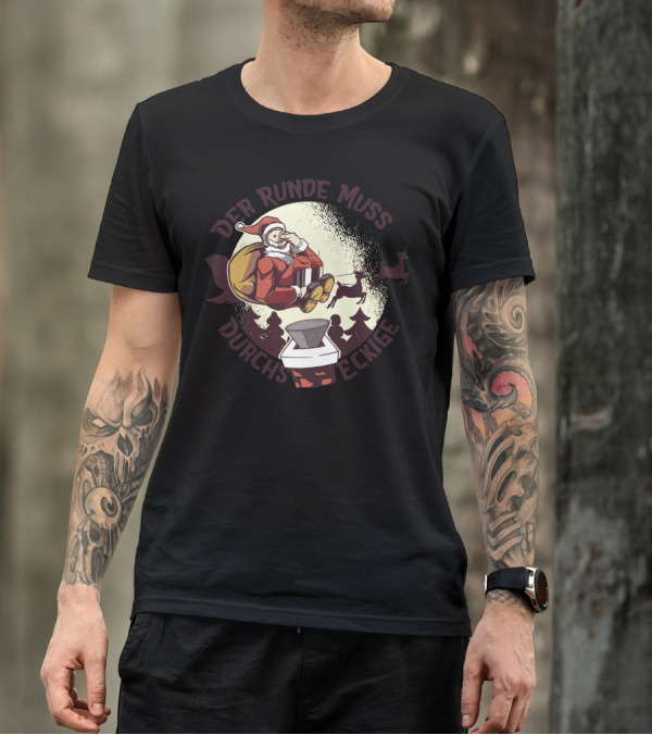 Der Runde Muss Durchs Eckige Santa German Reindeer Santa Image T-Shirt