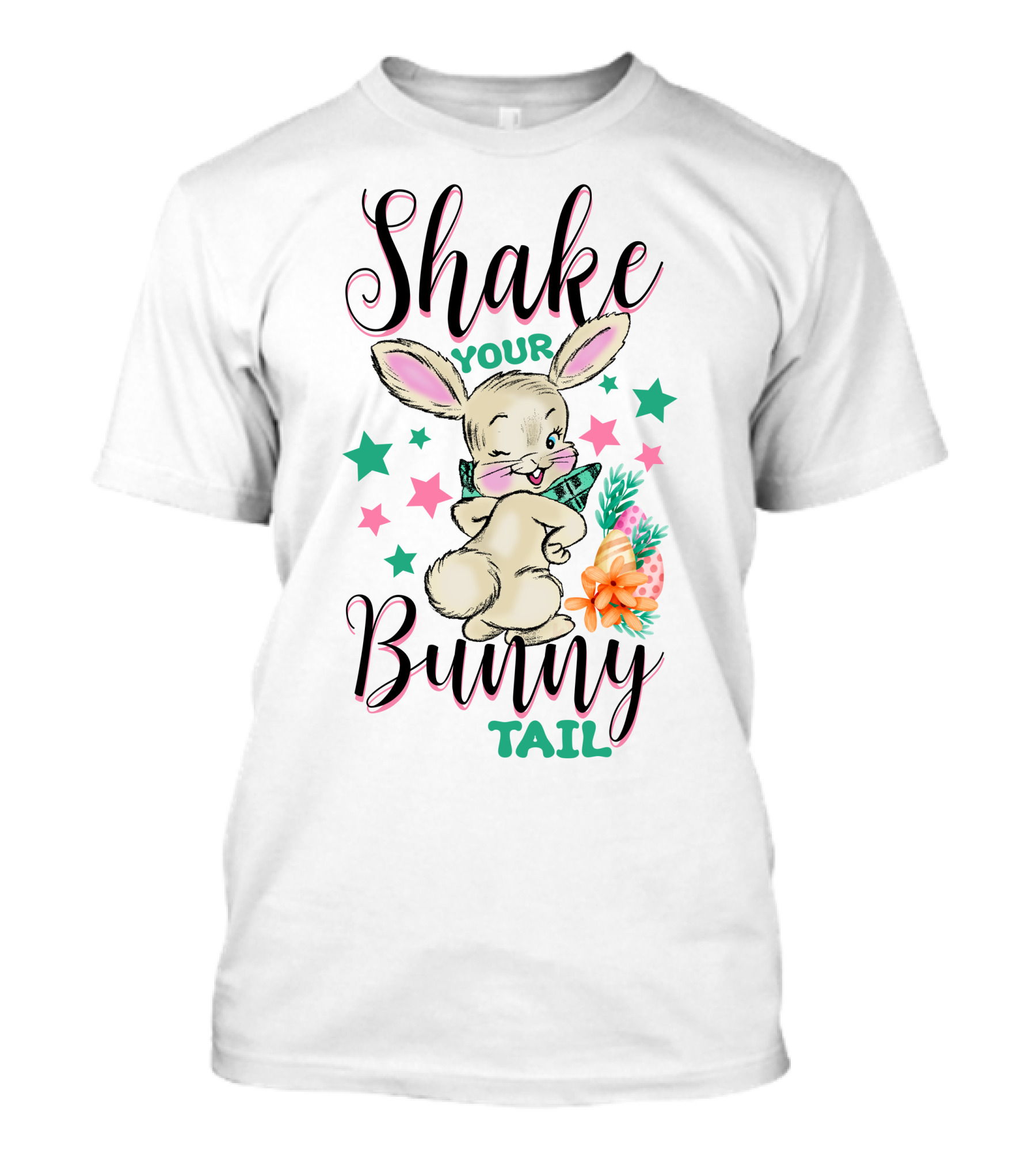 Shake Your Bunny Tail Winking Rabbit With Stars And Carrot T-Shirt
