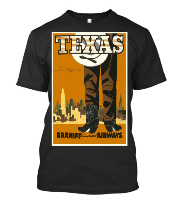 Texas Braniff International Airways Cowboy Skyline T-Shirt