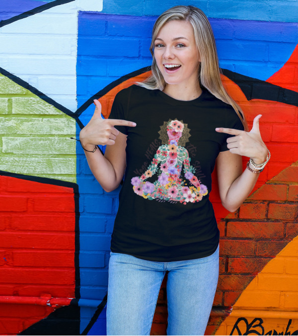 Yoga Heals The Soul Floral Meditation T-Shirt
