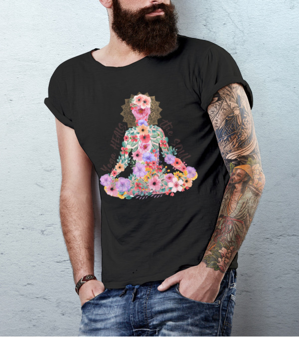 Yoga Heals The Soul Floral Meditation T-Shirt