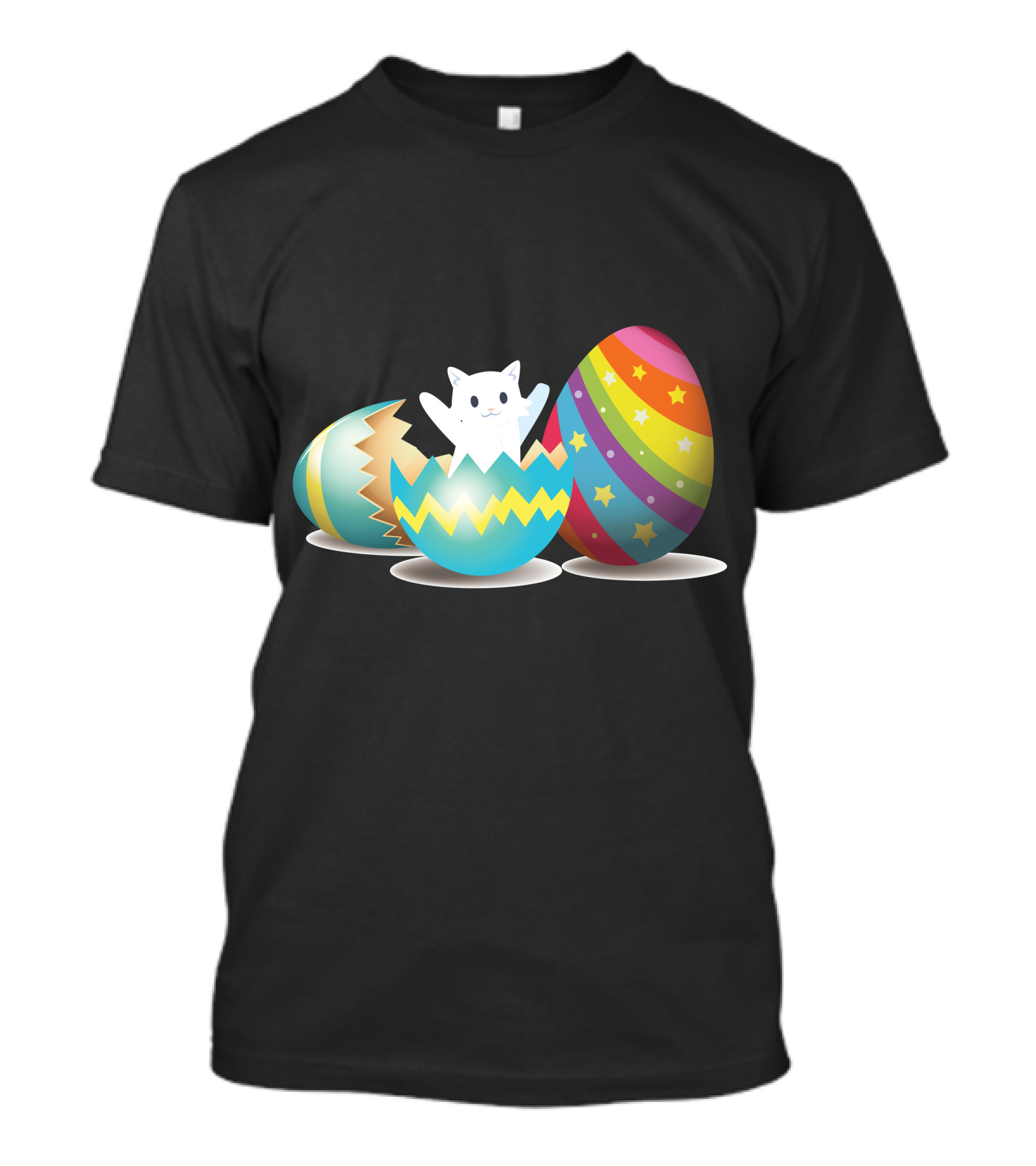 Cat Popping From Colorful Easter Eggs With Stars T-Shirt