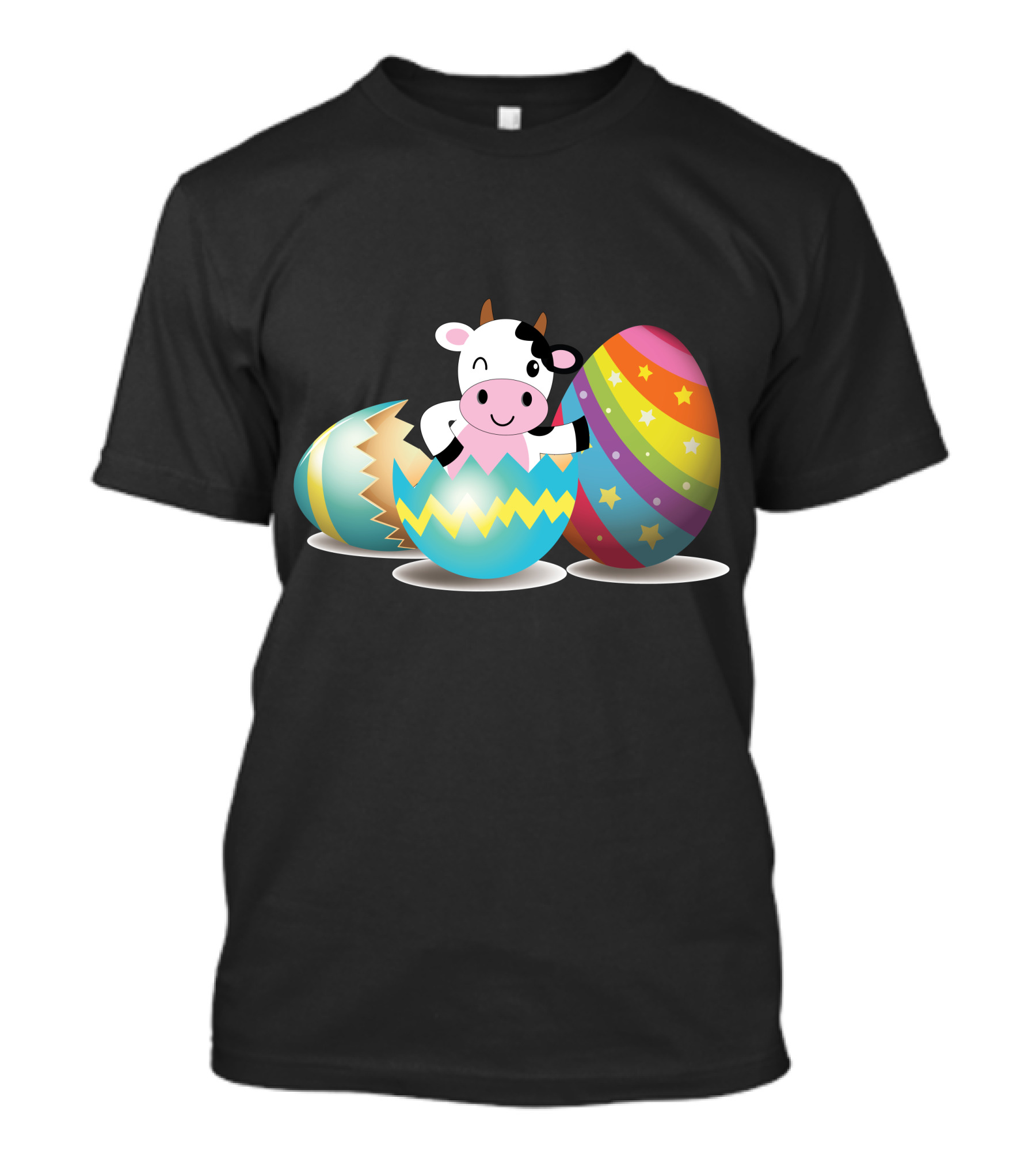 Cow Popping Out Of Colorful Easter Eggs T-Shirt