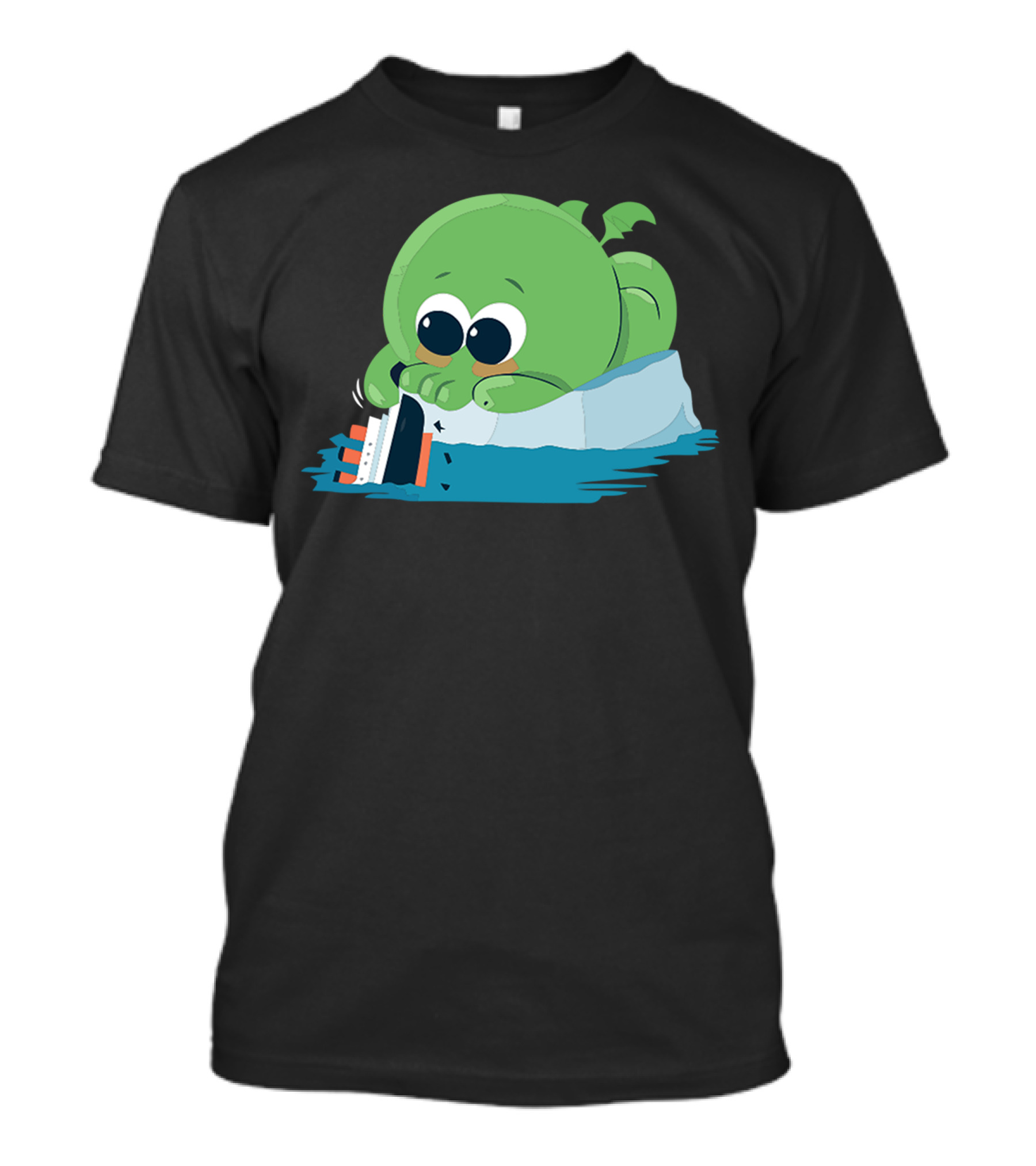 Cutethulhu Playfully Sinks The Titanic With Baby Sea Monster T-Shirt