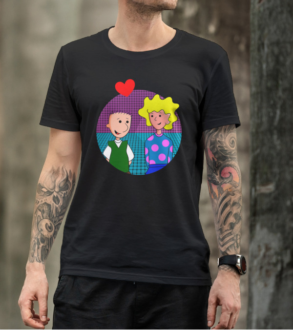 Doug And Paty Cartoon Couple With Red Heart T-Shirt