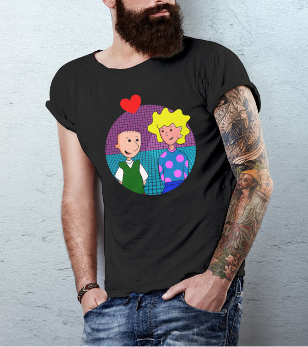 Doug And Paty Cartoon Couple With Red Heart T-Shirt