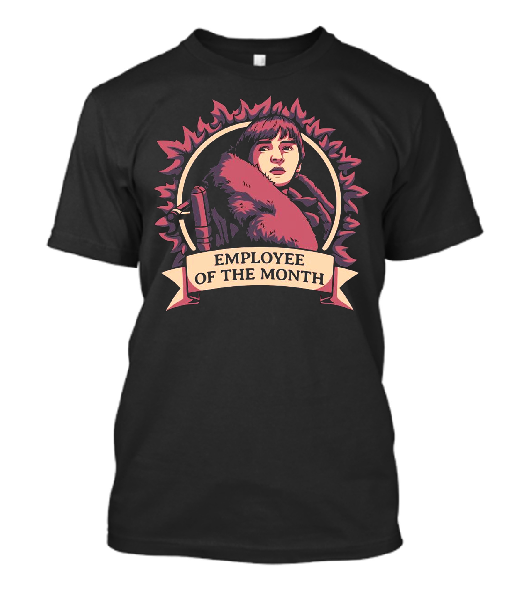 Employee Of The Month Fire Background Fur Coat Character T-Shirt