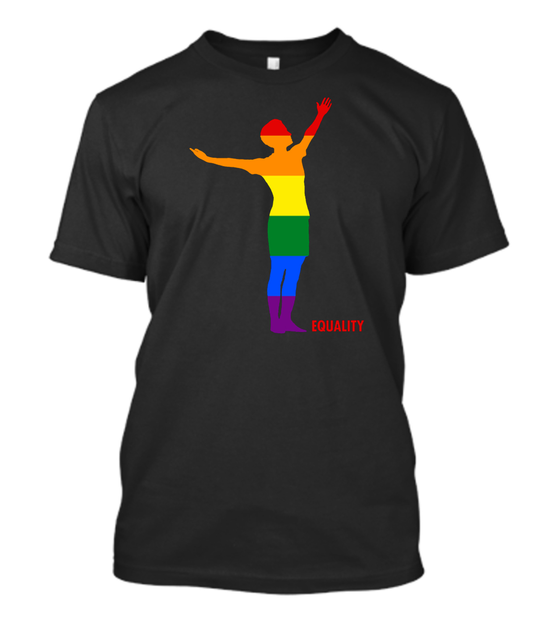 Equality Red Rainbow Silhouette Arms Raised T-Shirt
