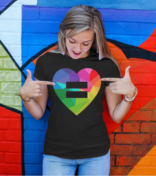 Equality Heart Symbol With Rainbow Geometric T-Shirt