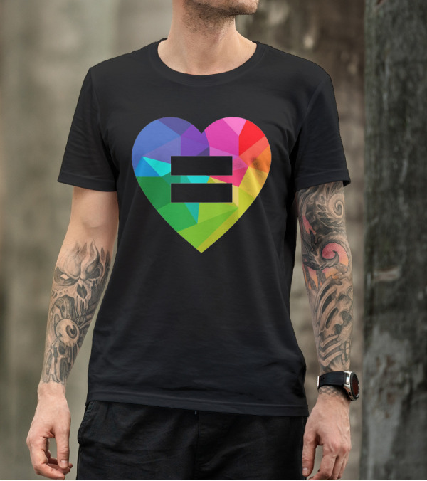 Equality Heart Symbol With Rainbow Geometric T-Shirt