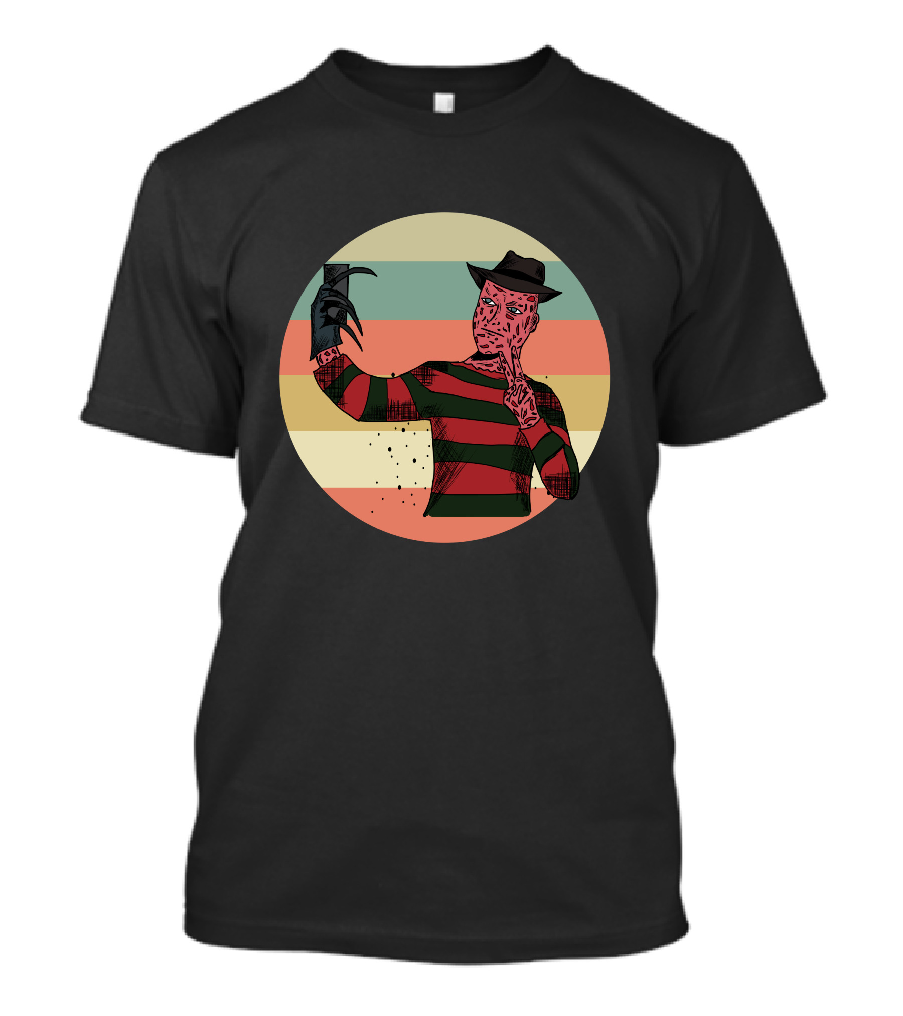 Freddy Krueger Selfie Retro Stripes T-Shirt