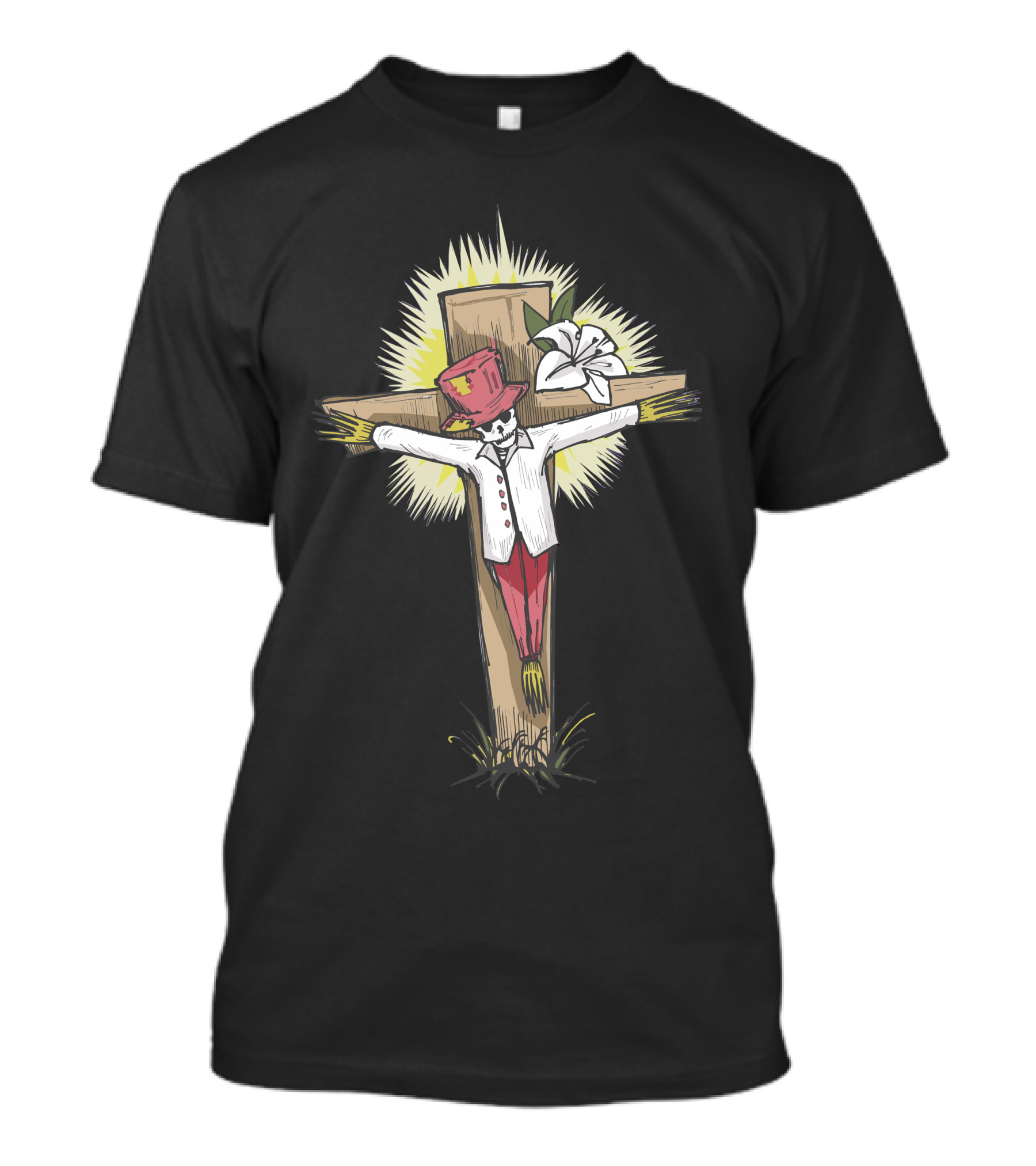 Friday The Scarecrow On Cross With White Lily And Top Hat T-Shirt