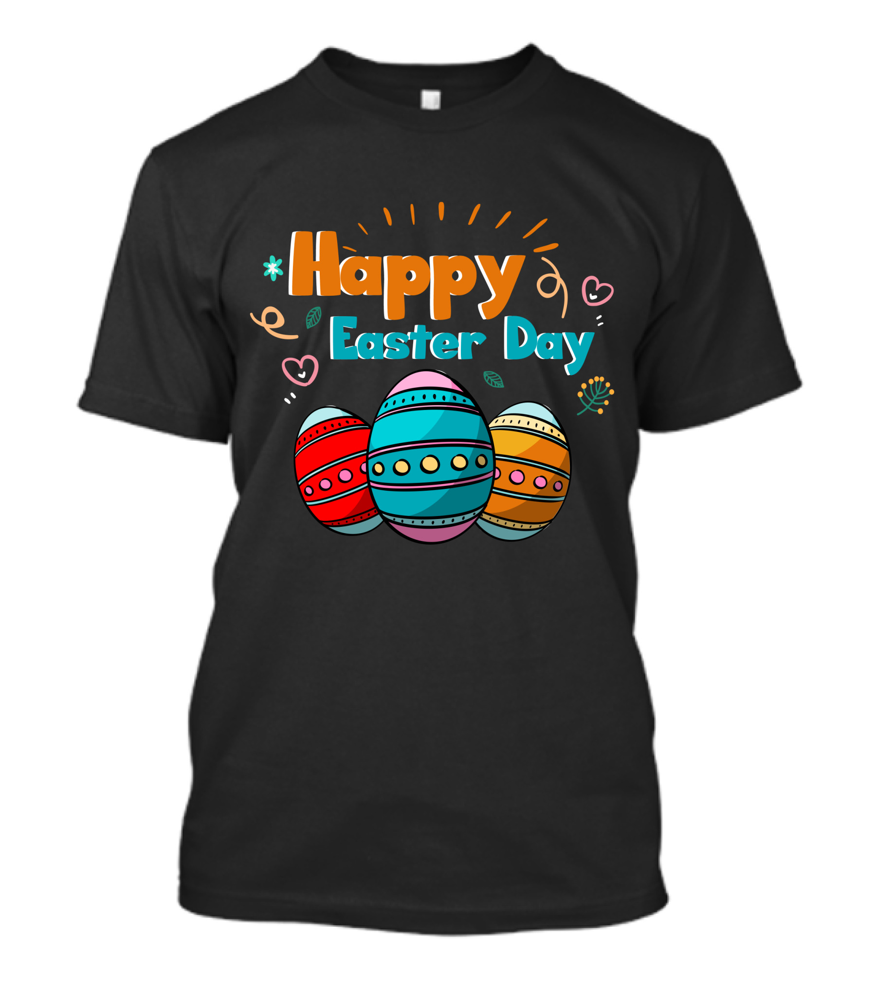 Happy Easter Day Colorful Eggs And Hearts T-Shirt