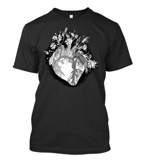 Heart Flower Botanical Fusion With Daisies T-Shirt