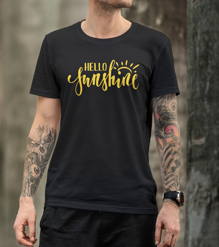Hello Sunshine Radiant Script With Sun T-Shirt