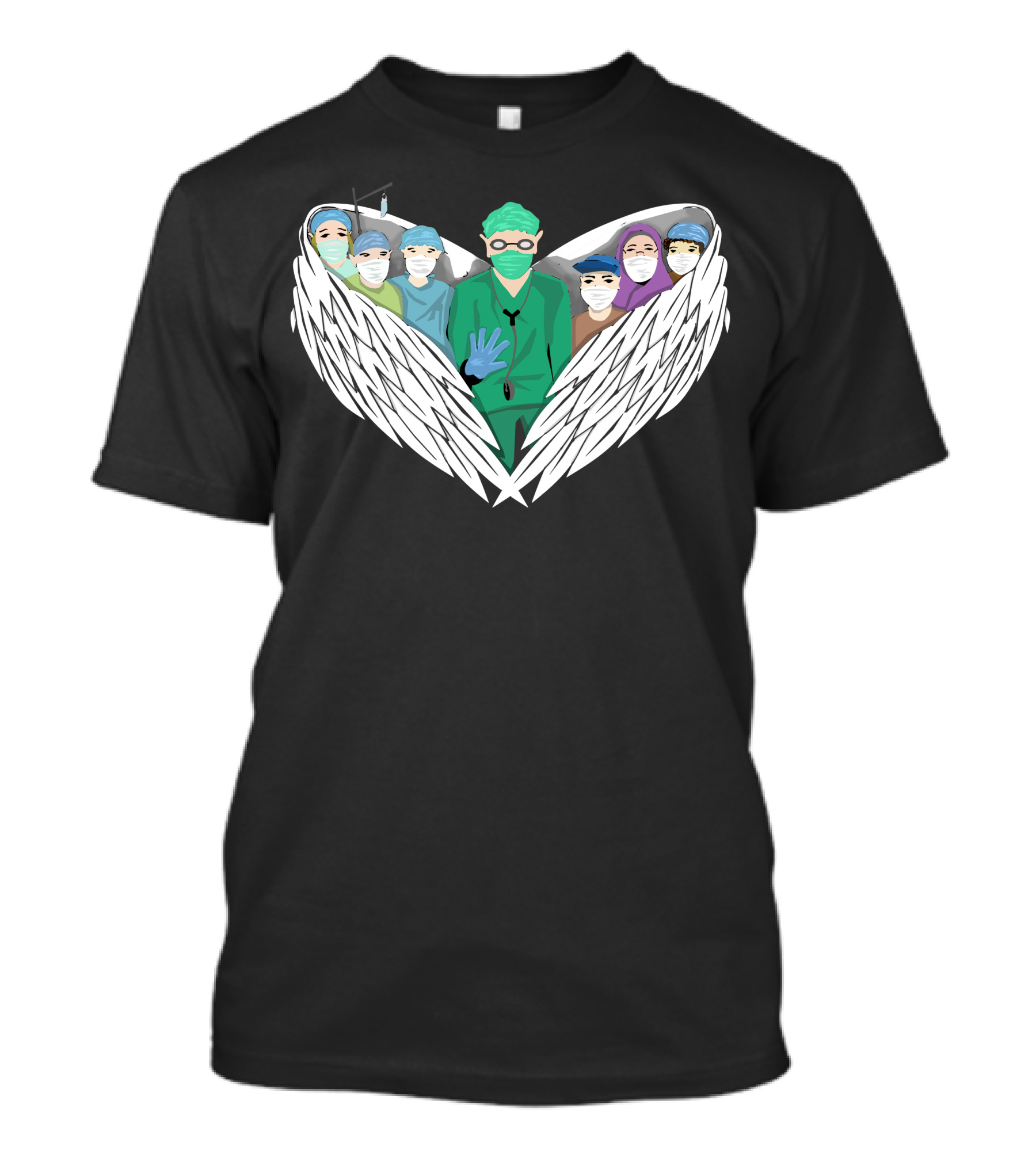 Heroes Healthcare Workers Angel Wings PPE Masks T-Shirt