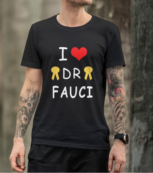 I Love Dr Fauci Red Heart Yellow T-Shirt