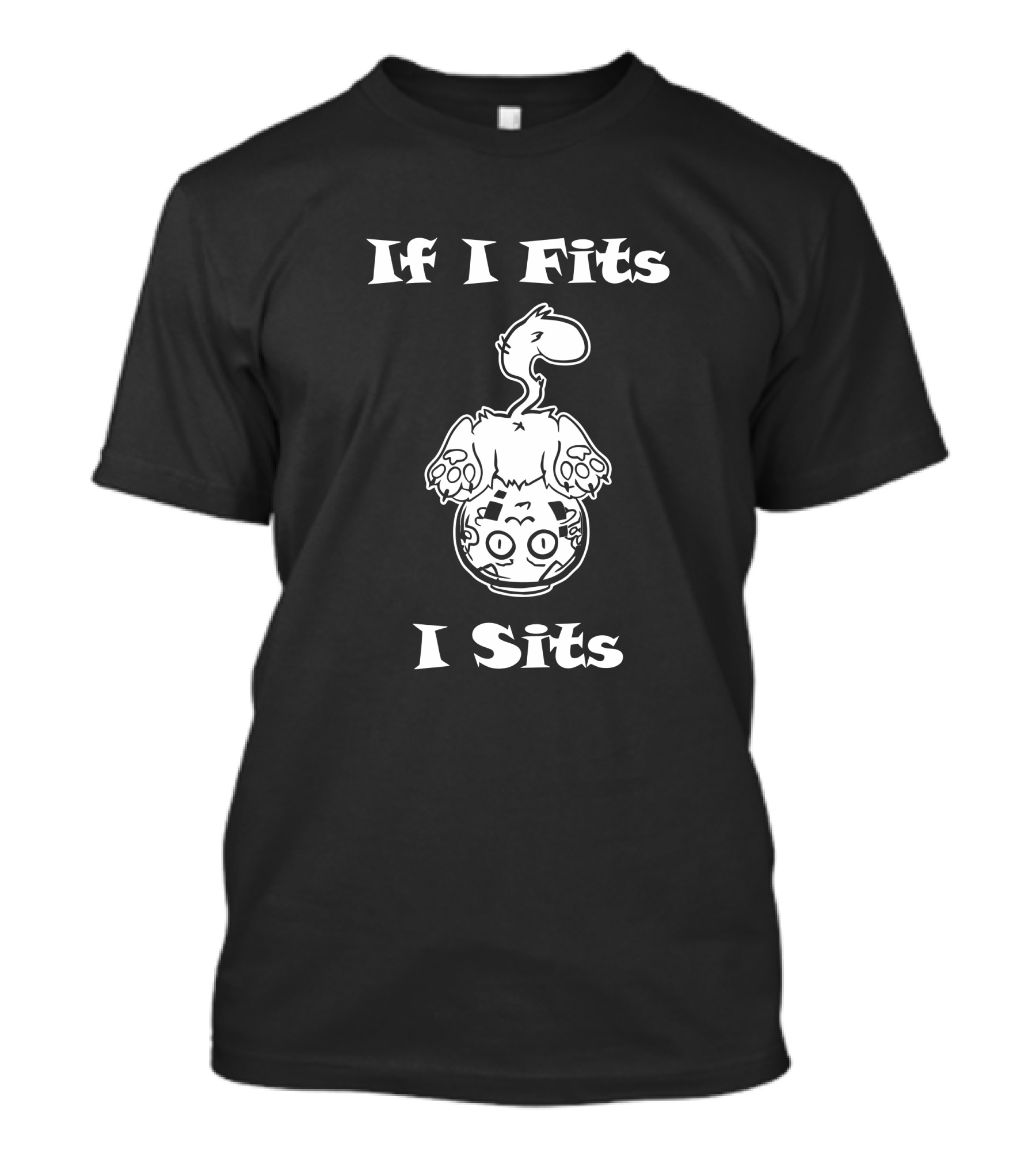 If I Fits I Sits Upside Down Cat In Fishbowl T-Shirt