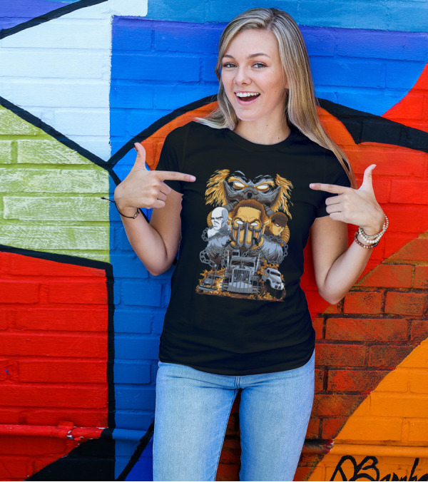 Mad Max Fury Road Characters And Vehicles In Intense T-Shirt