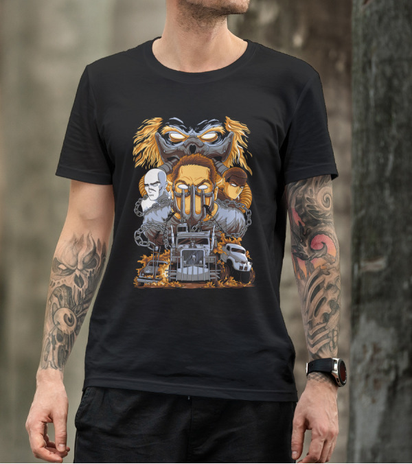 Mad Max Fury Road Characters And Vehicles In Intense T-Shirt