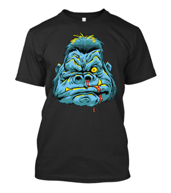 Mad Monkey Fierce Blue Gorilla Face T-Shirt