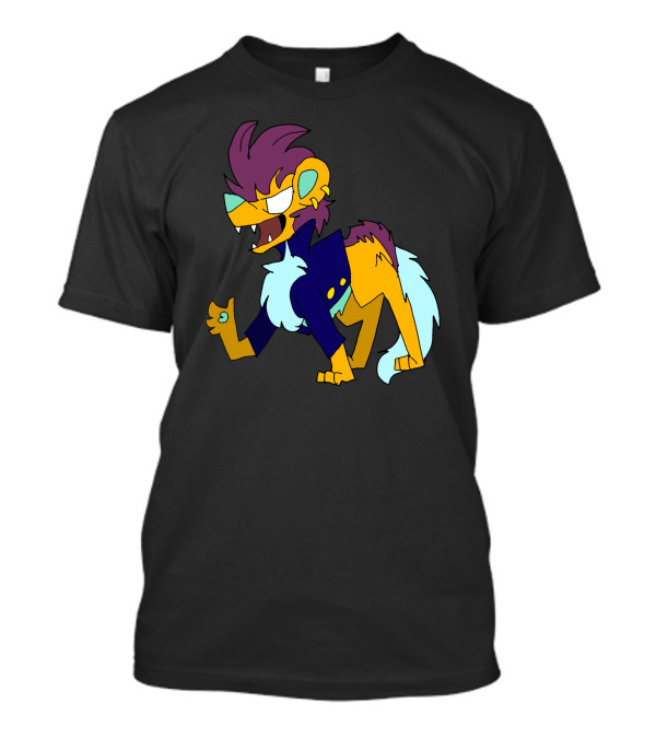 Malumian Fierce Purple-Mane Creature In Blue Jacket T-Shirt