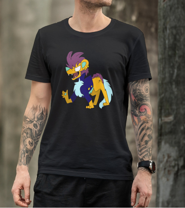 Malumian Fierce Purple-Mane Creature In Blue Jacket T-Shirt