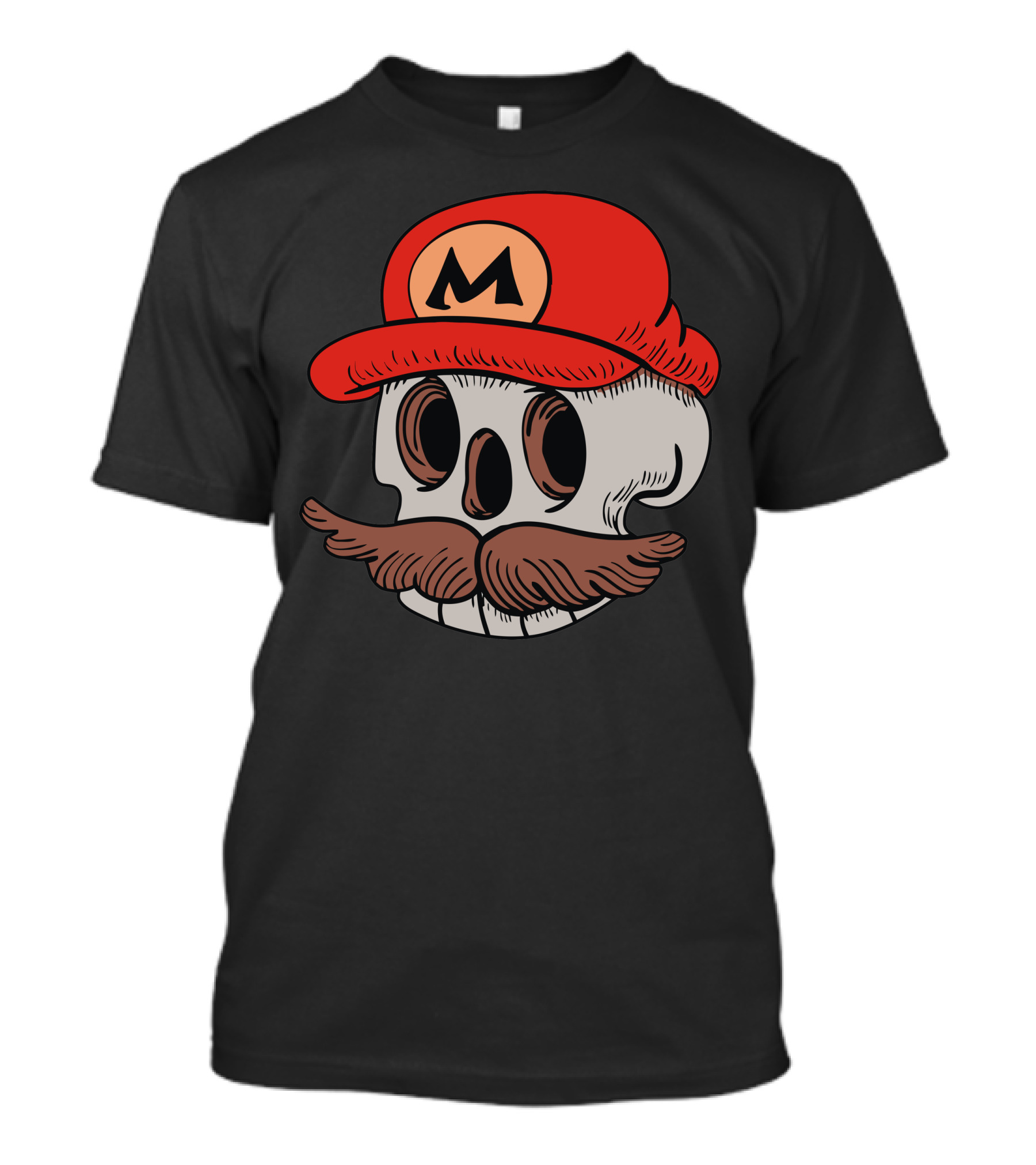 Super Mario Skull Moustache Red Hat T-Shirt