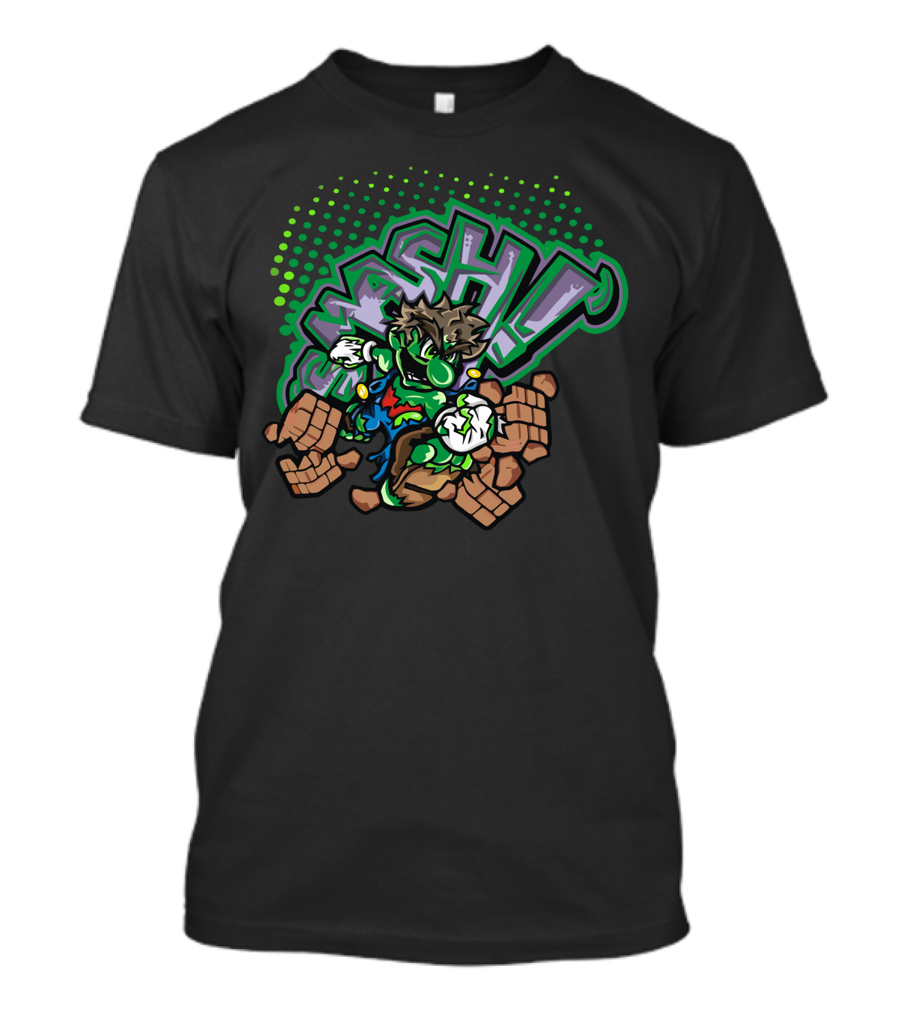 SMASH Mario Parody Green Costume Burst T-Shirt