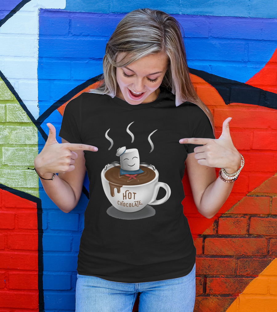 Smiling Marshmallow Man In Cup Of Hot Chocolate T-Shirt