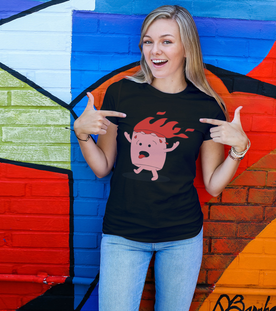 Marshmallow Prend Feu Cute Cartoon On Fire T-Shirt