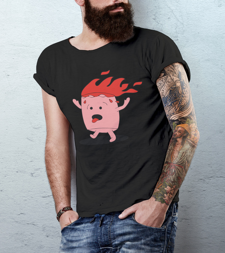 Marshmallow Prend Feu Cute Cartoon On Fire T-Shirt