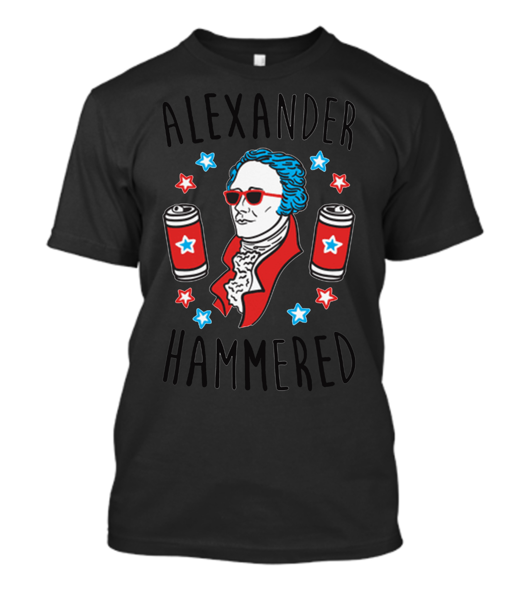 Alexander Hammered Red White Blue Cans And Stars T-Shirt