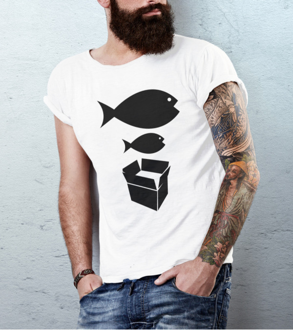 Big Fish Little Fish Cardboard Box Music Iconography T-Shirt