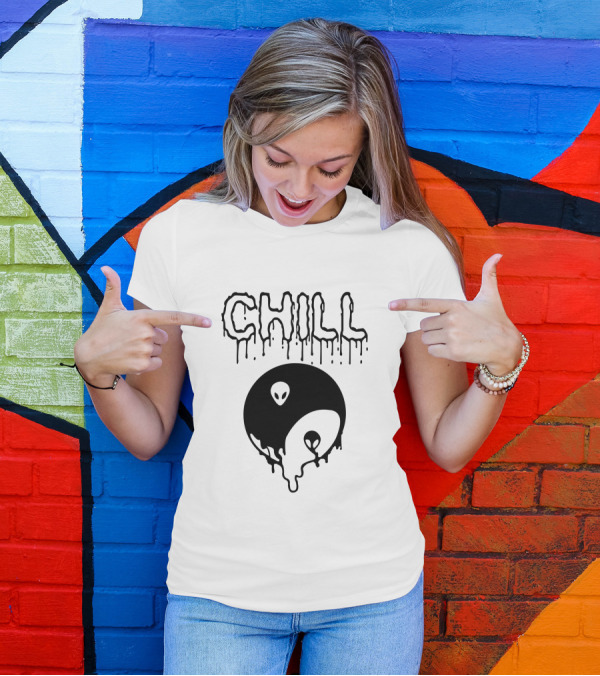 Chill Dripping Yin Yang Alien Faces T-Shirt
