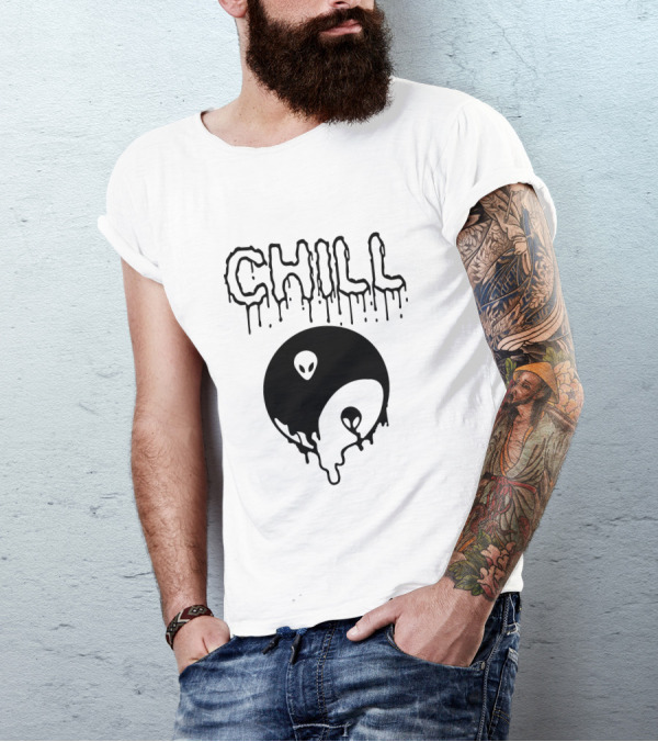 Chill Dripping Yin Yang Alien Faces T-Shirt