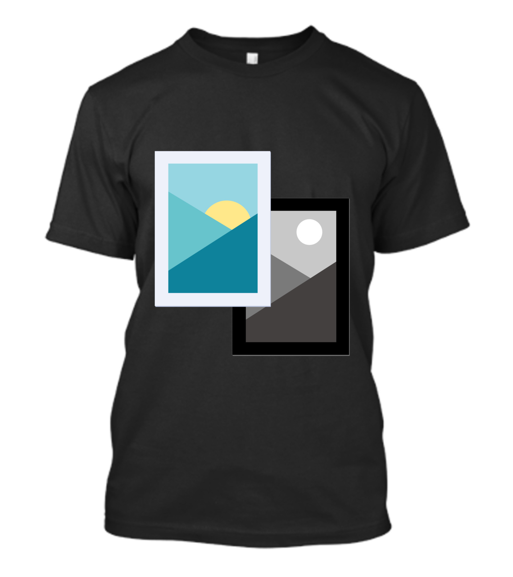 Day And Night Sun Moon Contrasting Frames T-Shirt