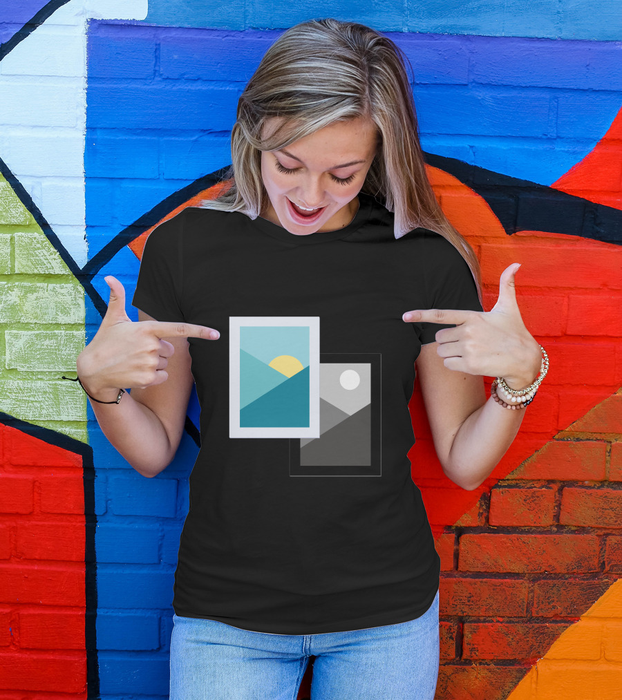 Day And Night Sun Moon Contrasting Frames T-Shirt