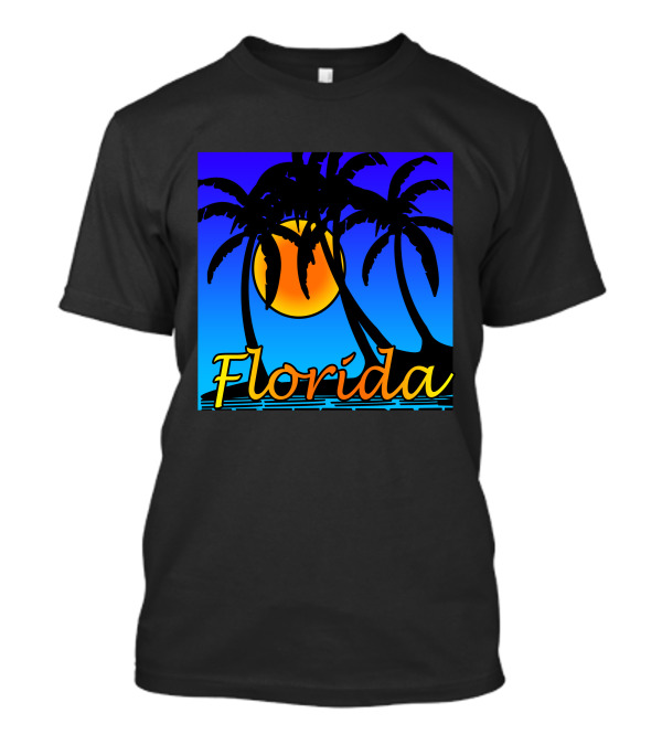 Florida Palm Trees Sunset Silhouette With Orange Sun T-Shirt
