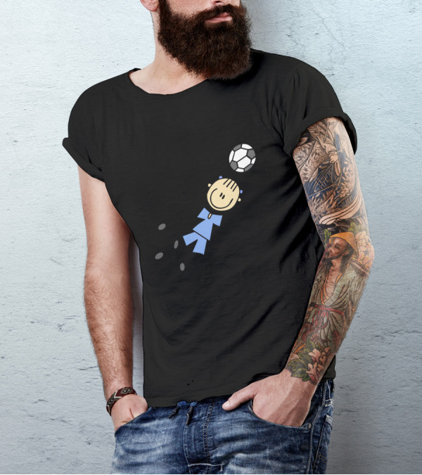 Girl Blue Uniform Soccer Player Kicking Ball T-Shirt