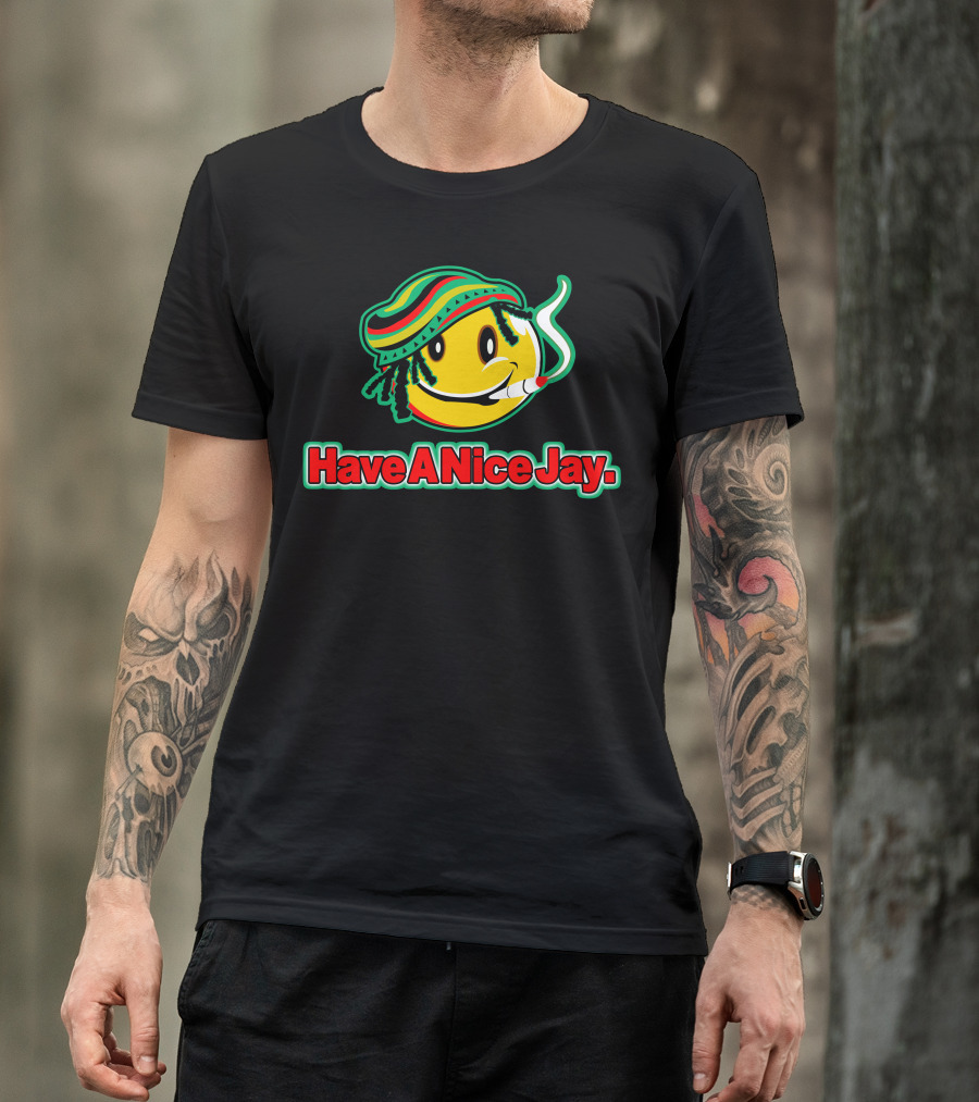 Have A Nice Jay Emoji With Rasta Hat And Smoke T-Shirt
