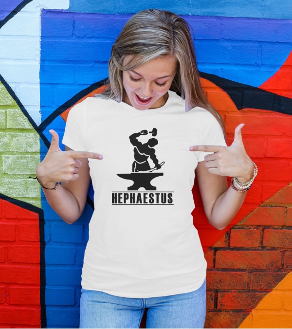 Hephaestus Blacksmith Silhouette With Anvil And Hammer T-Shirt