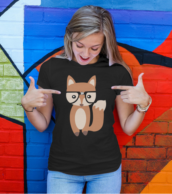 Stylish Fox Baby With Glasses Hipster Charm T-Shirt