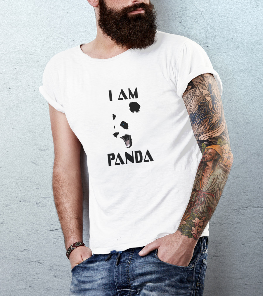 I Am Panda With Stylized Text And Panda Face Elements T-Shirt